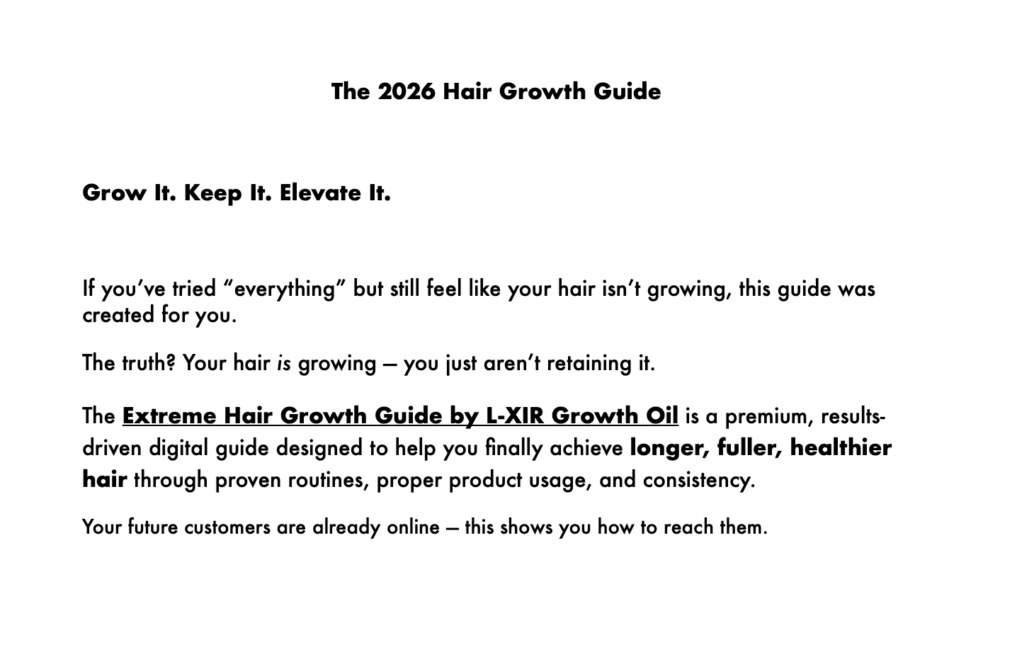 FREE Extreme Hair Growth Guide ($27 Value)